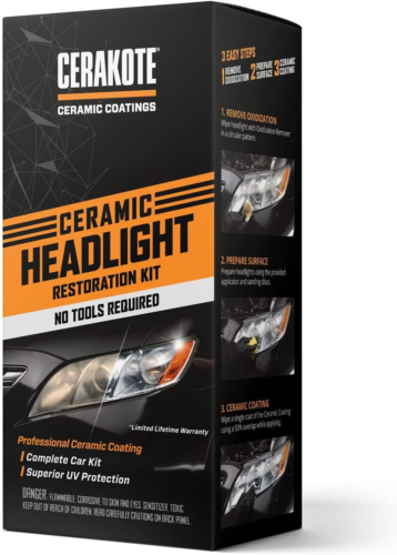 CERAKOTE® Ceramic Headlight Restoration Kit – Guaranteed 1 VEHICLE KIT, Clear