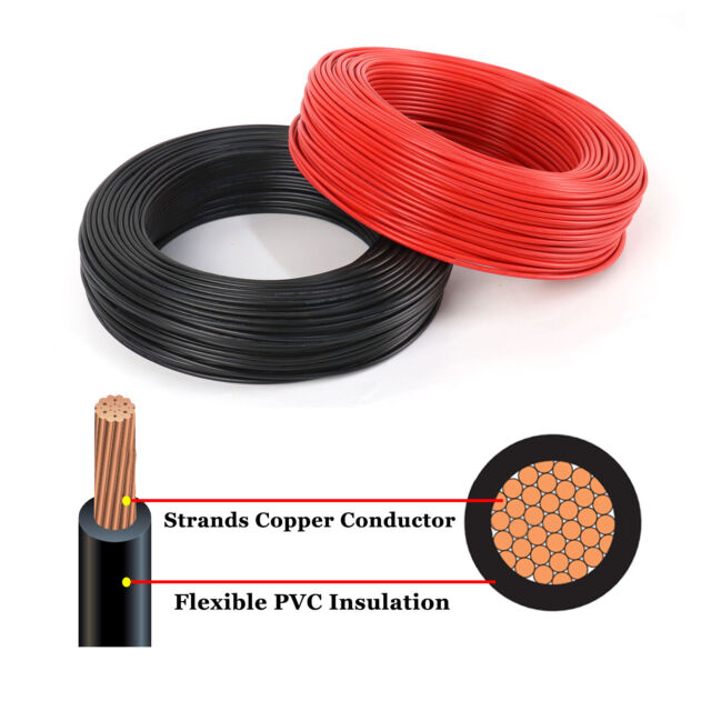 8 Ga Gauge Pure Copper Primary Wire Black Red High Temp Car Boat Power Cable Lot 8 Ga Gauge Pure Copper Primary Wire Black Red High Temp Car Boat Power Cable Lot