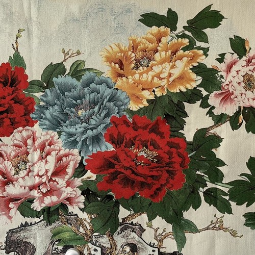 Old Chinese Silk Embroidery Tang Ka Painting mural “peony flowers” Painting - Picture 4 of 11