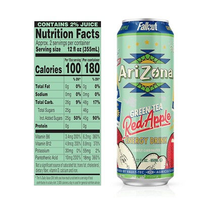 AriZona x Fallout Green Tea Energy Drink Red Apple Flavor 22