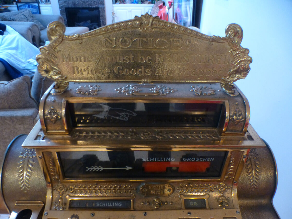 Antique 1909 Brass National Cash Register 442XE NCR | eBay