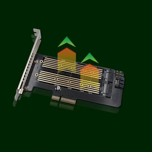 M.2 NGFF to Computer SATA Dual SSD PCI PCIe x4 x8 x16 NVMe Express Adapter Card - Zdjęcie 8 z 12