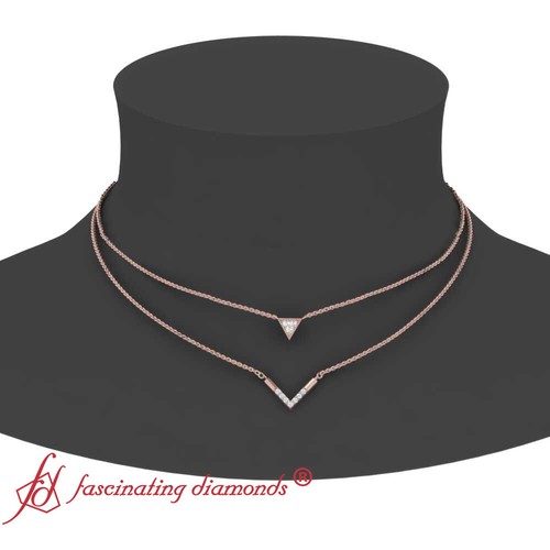 1/6 Ctw Round Cut Lab Created Diamond Stacking Necklace Pendant 14K Gold - Picture 4 of 23