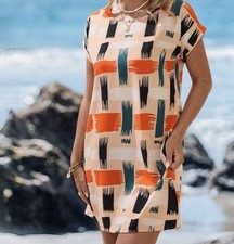 Sylviya Women's Full Printed Batwing Sleeve Dress