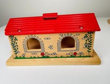 Authentic Vintage BRIO Wooden Railway Engine Shed / Depot