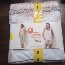 Felina Women's 4-Piece 100 Cotton Sleep Set, Small