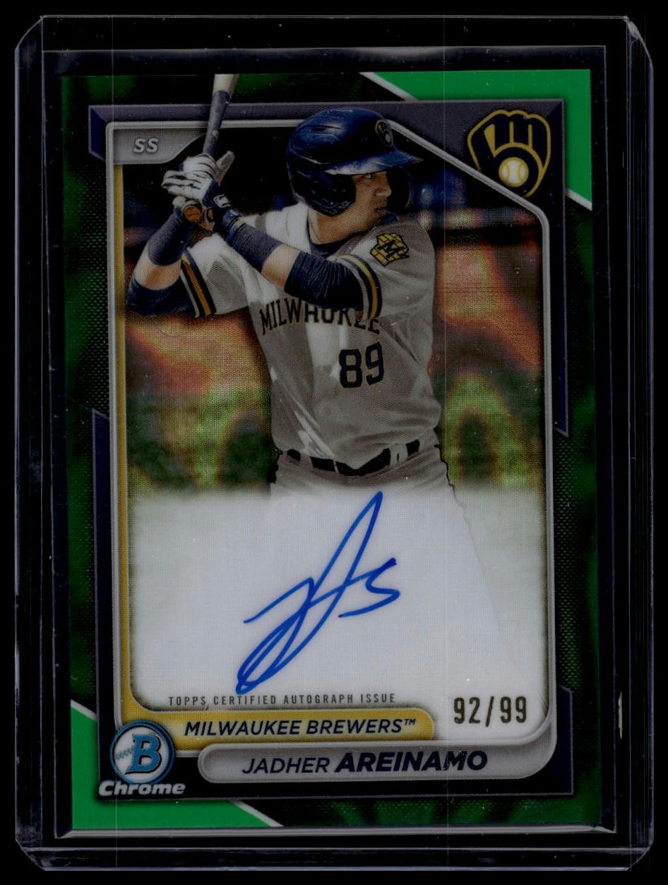 2024 Bowman #CPA-JA Jadher Areinamo Chrome Prospect Autographs Green Ref #/99