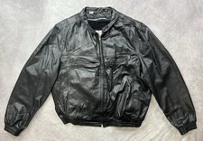 Vintage Jean Pierre Black Leather Motorcycle Jacket Size 46 Sherpa Lined