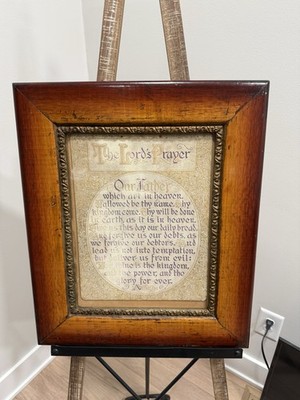 Antique Charcoal Portraits Victorian 1880 To 1910 Man Woman Child + Lords Prayer