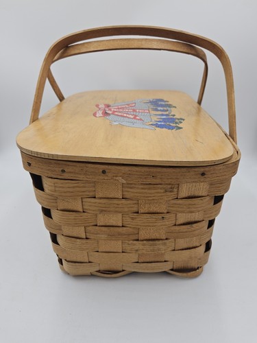 Basketville Picknickkorb bemalt Texas Gürteltier Bluebonnet Blumen Putney VT - Bild 6 von 15