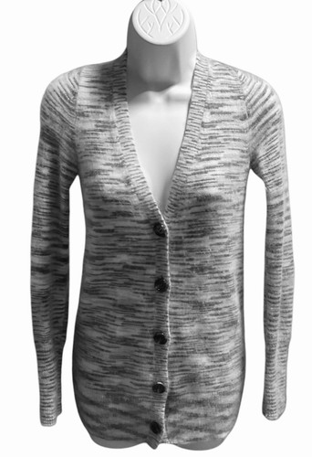 MODA International Sweater Small Slim Fit White Gray Angora Fur Wool Cardigan - Picture 1 of 5