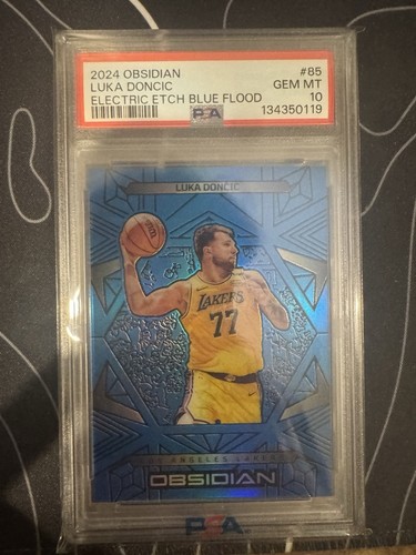 2024-25 Panini Obsidian Luka Doncic Electric Etch Blue Flood #/30 Lakers PSA 10