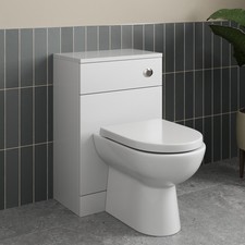 Back to Wall Toilet Unit Bathroom Concealed Cistern MDF WC 500x300mm White Gloss