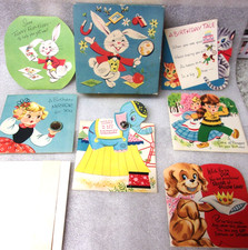 Lot of 6 UNUSED Vintage Greeting Cards Birthday Get Well 1940s/50s W/Box
