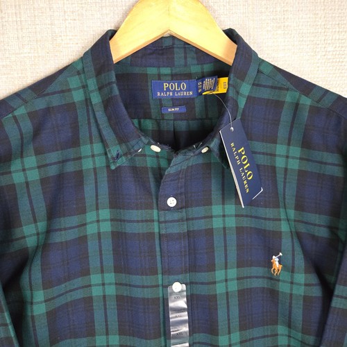 POLO RALPH LAUREN New $125 Blackwatch Plaid Sport Shirt Size 2XL Slim Mens - Picture 3 of 12