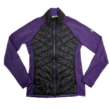 Smartwool Jacket Womens Corbet 120 Sz Medium Full Zip Quilted Wool Purple/Black