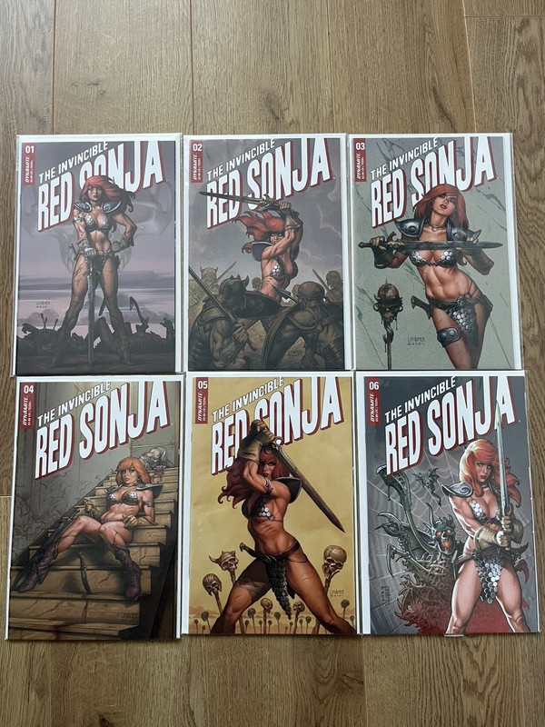 INVINCIBLE RED SONJA #1-6 LINSNER VARIANT SET..DYNAMITE 2021 1ST PRINT..NM