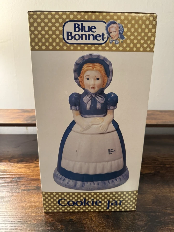 Tarro de galletas Nabisco Blue Bonnet Sue 1989 vintage - 12"" Foto 2 de 4