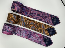 Daniel Cremieux Hombre’s Lote de 3 TALLA LG. Corbatas Italia 61”X3” seda y mezcla usadas en excelente estado