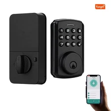Smart Door Lock Keyless w/ Keypad, Auto-Lock, APP Control Tuya IP65 Black
