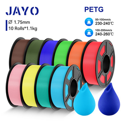 JAYO 10KG PETG 3D Printer Filament 1.75mm 1.1KG/SET Exceptional Layer Adhesion