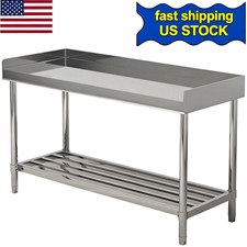 48" X 24" Stainless Steel With Backsplash Heavy Duty Commercial Prep Table Table