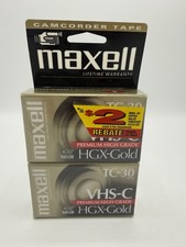 Maxell Premium High Grade HGX-Gold VHS-C TC-30 Camcorder Videocassette Qty 2 New