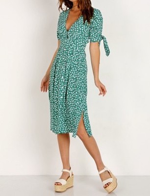 FAITHFULL THE BRAND Nina Floral Midi Dress Vintage Bloom Green Dress Size S  / 4 | eBay