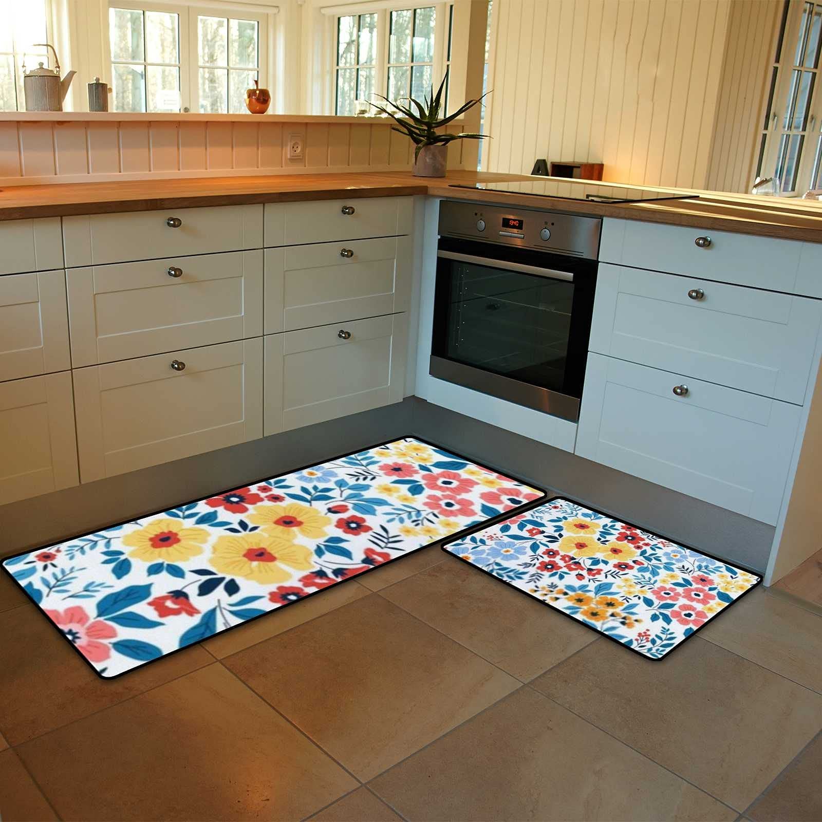 Kitchen Rugs and Mats Set of 2 Pieces Anti Fatigue Standing Mat Multicolor