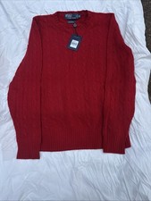 Polo By Ralph Lauren 100 Cashmere Cable Knit Sweater Red M NWT NOS