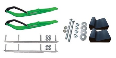 C&A Pro Green Razor Snowmobile Skis w/ 9'' Shaper Bars Complete Kit 2021+