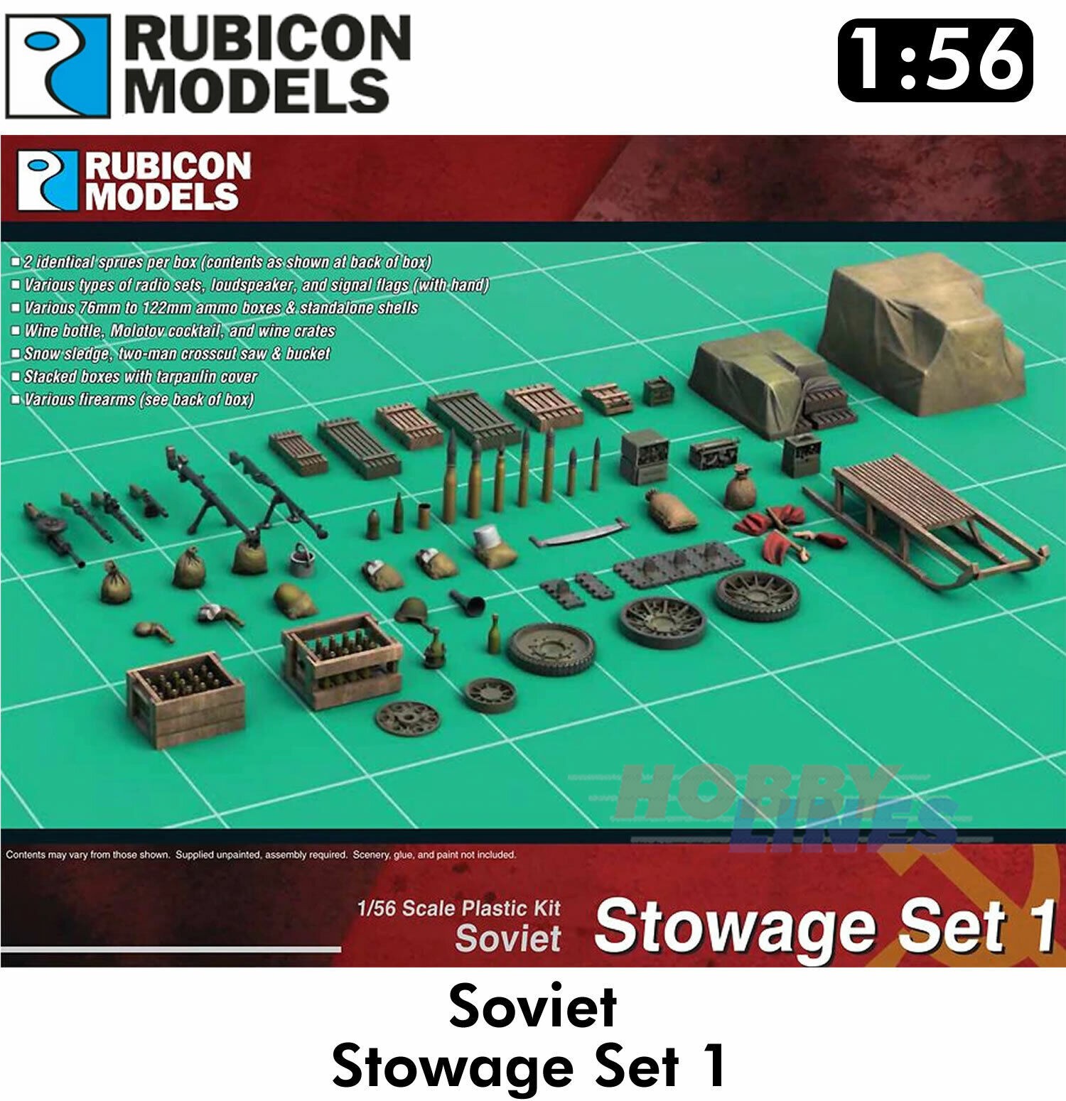 SOVIET STOWAGE SET 1 Diorama Plastic Model Kit 1:56 Rubicon Models 280117