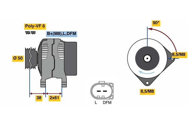 Bosch Lichtmaschine Generator 110 A 14 V FüR VW Golf-image