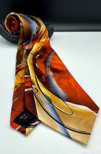 J. GARCIA Men's Silk Tie  Orange  Guy with Exploding Nose  Abstract