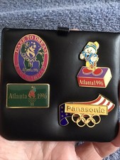 Atlanta Olympics Pin Set Lot IZZY MASCOT Panasonic DARE TO DREAM 1996 Box
