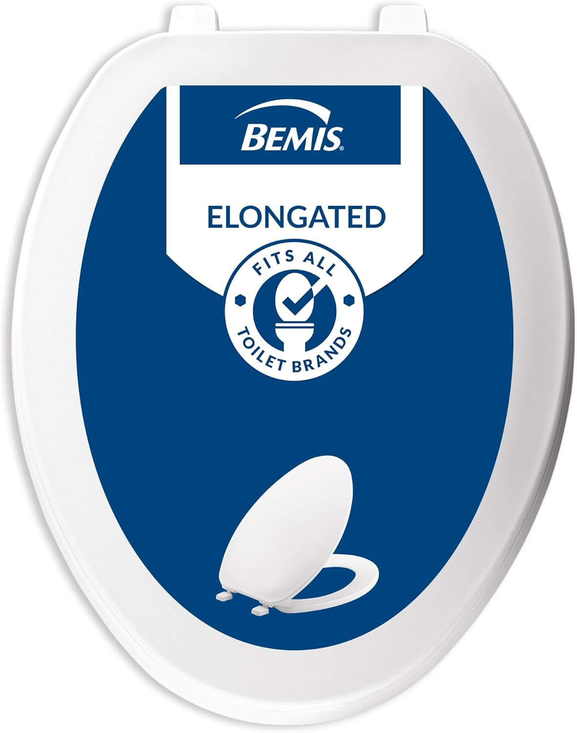 170 Durable Plastic Toilet Seat, Elongated, White
