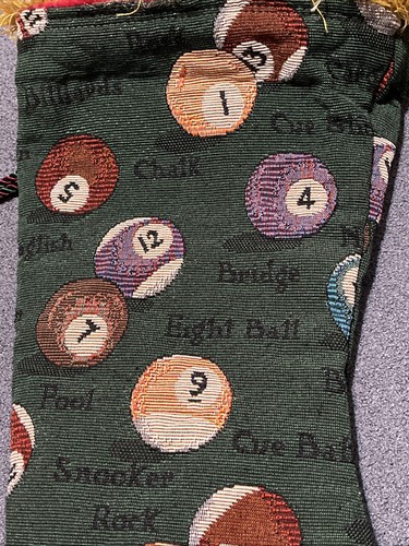 Vintage Unique Tapestry Holiday Stocking with Pool Balls - Picture 3 of 10