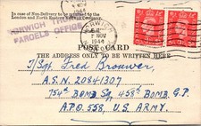 GOLDPATH: Cartolina Inghilterra 1944 a USA posta militare APO CV949_P31