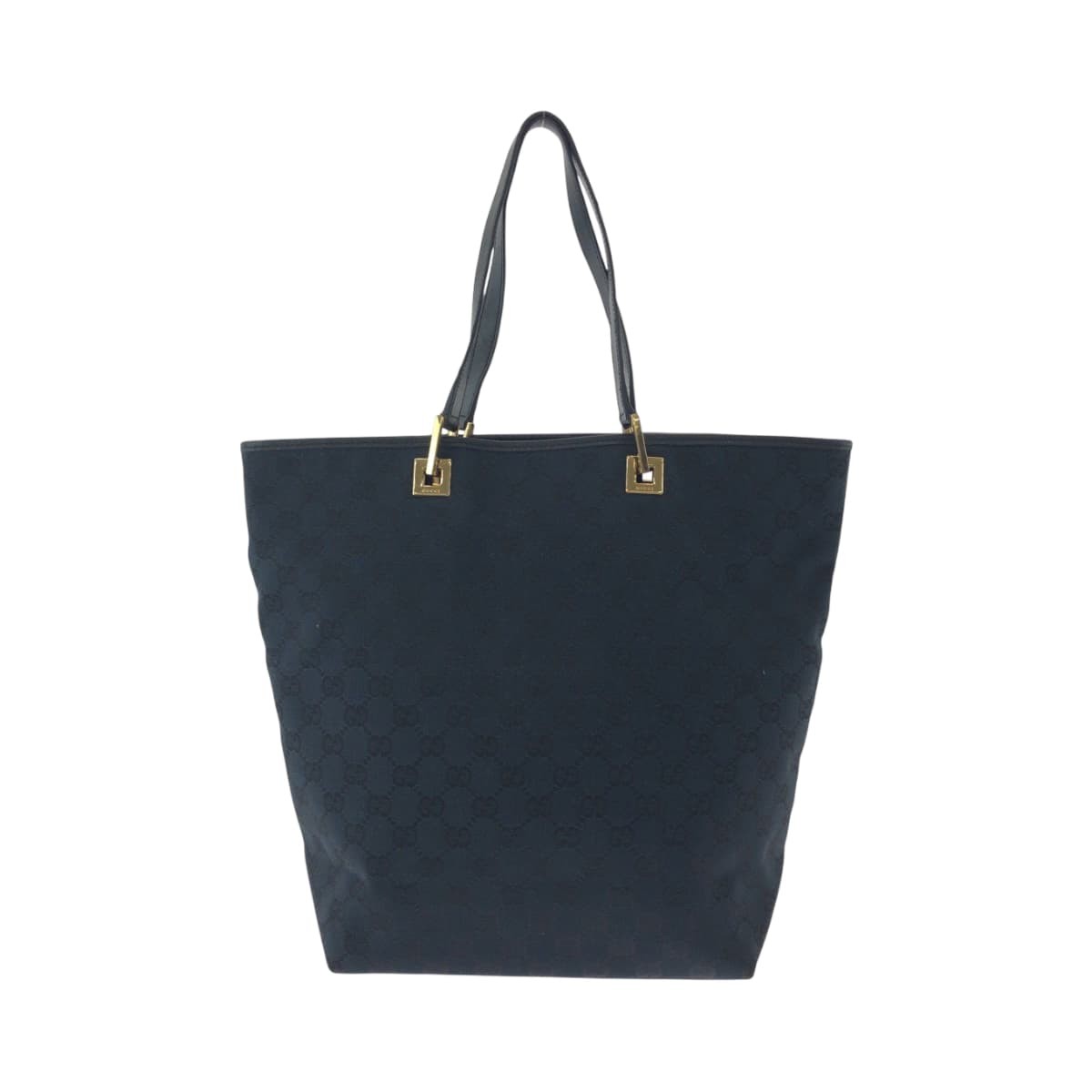 GUCCI 002 1098 Tote Bag Shoulder Bag Black Gold Hardware GG canvas GG