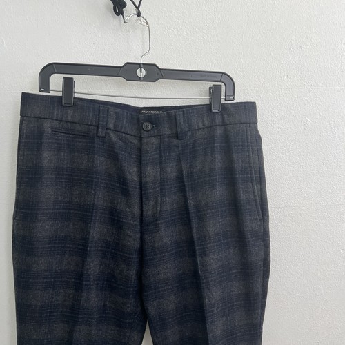 Banana Republic karierte Wollhose AIDEN FIT blau grau Mischung schmal 33 x 30 elegant für Herren - Bild 4 von 11