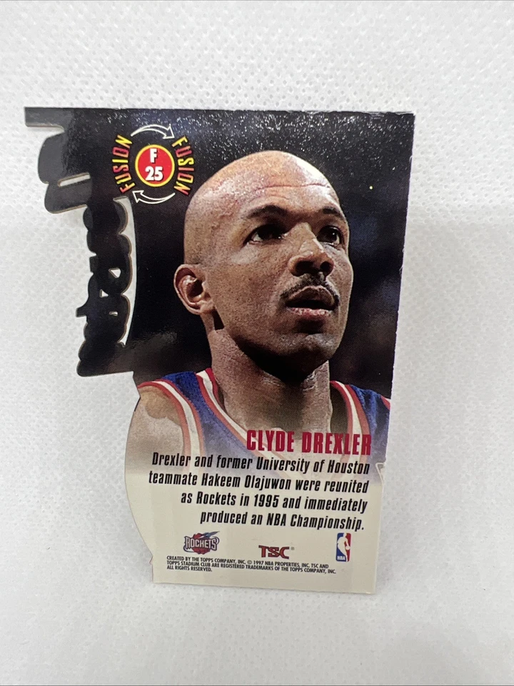 Clyde Drexler 1997-98 Stadium Club Fusion Die-Cut #F25 Houston Rockets - Image 2 of 2