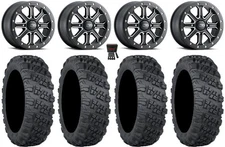 ITP Inertia Bdlk 14" Wheels Bk +40mm 30" Versa Cross V3 Tires Kawasaki TeryxMule