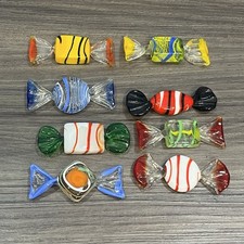 Set Of 8 Vintage Hand Blown Candy Murano Style Glass Candy Pieces