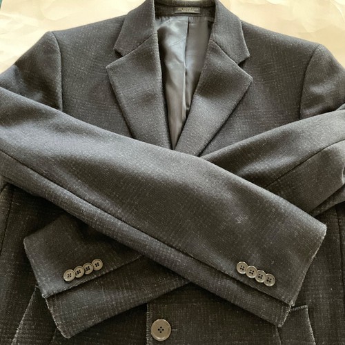 Abrigo John Varvatos Star EE. UU. Mezcla de Lana Guisante Para Hombres 40 Negro Gris Premium A Medida - Imagen 4 de 14