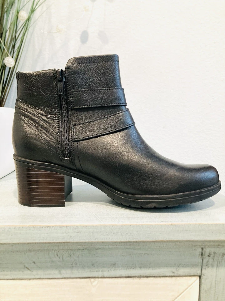 НОВЫЕ женские черные кожаные сапоги на молнии с пряжкой Clarks Ultimate Comfort Collection 7,5 - Изображение 3 из 4