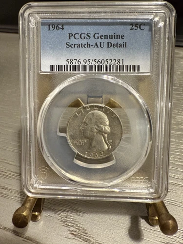1964 Washington Quarter-PCGS Genuine Scratch-AU Detail