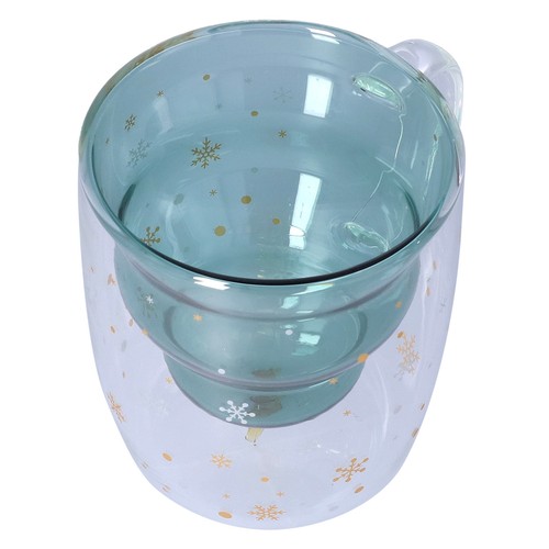 Tazza da caffè multiuso 300 ml doppio vetro resistente al calore tazza da tè per Natale - Foto 15 di 23