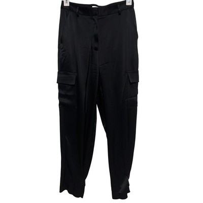 Babaton Black Satin Cargo Pants Women's Size 8 Adjustable Cuff