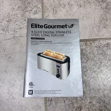 Elite Gourmet Long Slot 4 Slice Toaster Countdown Timer 6 Toast Setting Steel