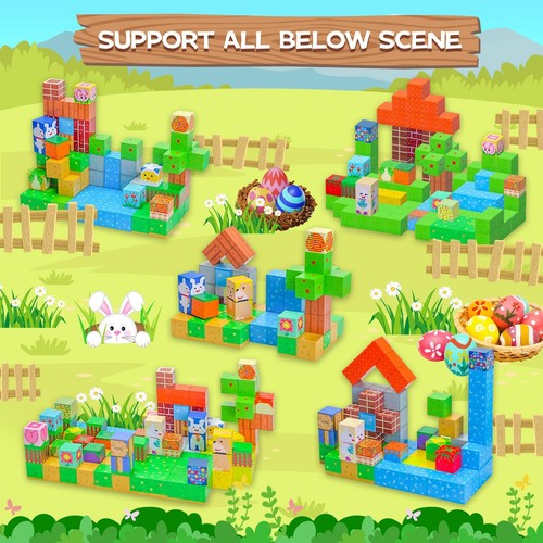 Magnetic Blocks-120PCS Farm Magnetic Building Blocks,STEM Montessori Sensory ... - Picture 3 of 8